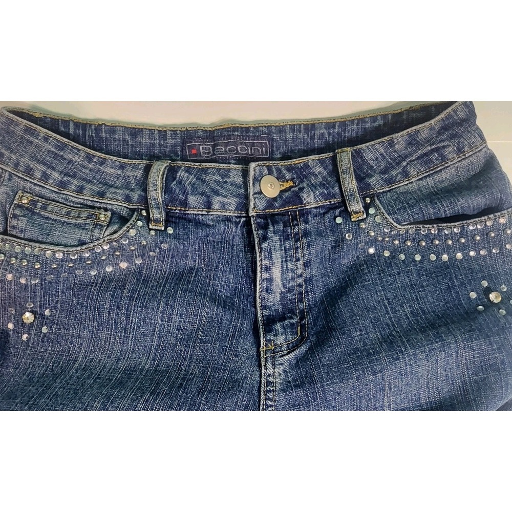 Baccini Womens Embellished Jeans Capris  8‎ Hip Hop Biker Preppy Chic